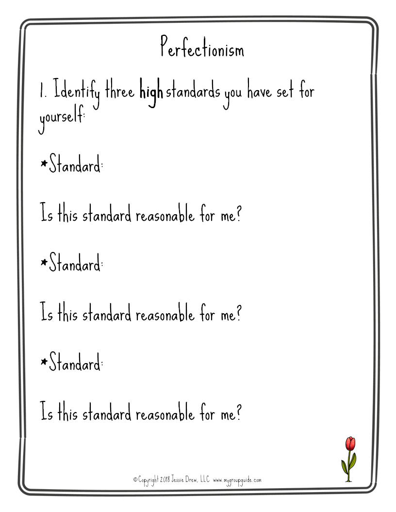 my group guide group activity on cognitive distortions perfectionism